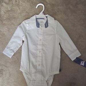 BABY GOSHWhite ONSIE Button Down 9mo